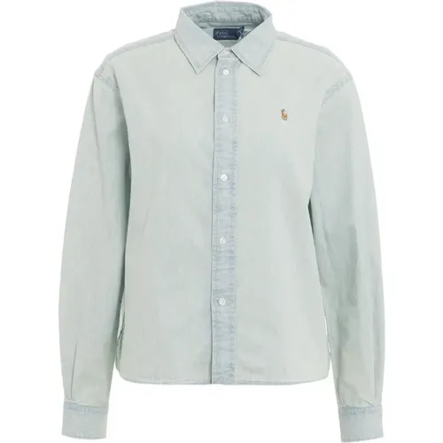 Denim-Bluse mit Besticktem Logo , Damen, Größe: S - Polo Ralph Lauren - Modalova