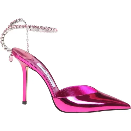 Fucsia Leather Pumps Ankle Strap , female, Sizes: 5 1/2 UK, 7 UK, 5 UK, 6 UK, 4 1/2 UK, 3 UK, 4 UK, 3 1/2 UK - Jimmy Choo - Modalova