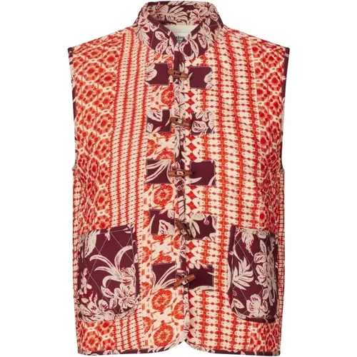 Quilted Vest with Beautiful Print , female, Sizes: XL, L, 2XL, M, S, XS - Lollys Laundry - Modalova