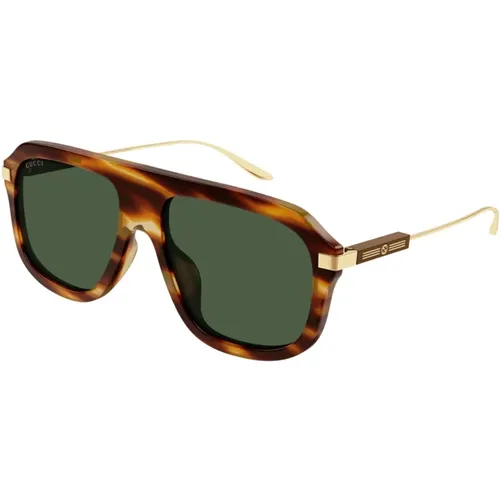 Strip Havana Sonnenbrille , Herren, Größe: 57 MM - Gucci - Modalova