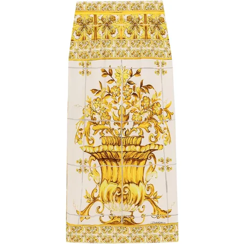 Gelber Seidenrock mit hoher Taille Aw24 - Dolce & Gabbana - Modalova