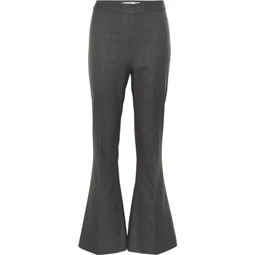 High Waist Flared Hose Dunkelgrau Melange , Damen, Größe: 2XL - Gestuz - Modalova