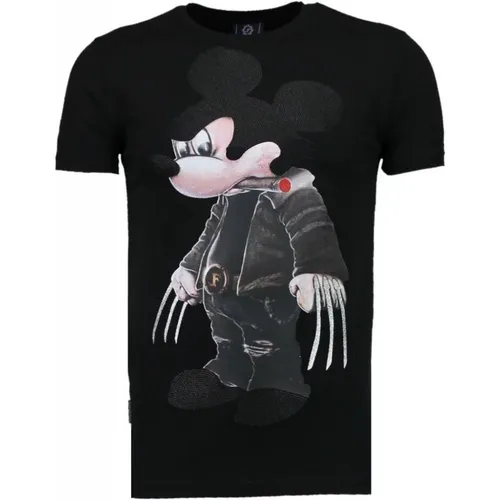 Bad Mouse Smoking Rhinestone - T Shirt Men - 5090Z , male, Sizes: M, L, S, XL - Local Fanatic - Modalova