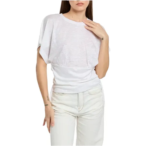 Weißes T-Shirt mit verstellbarem Kordelzug , Damen, Größe: S - Department Five - Modalova