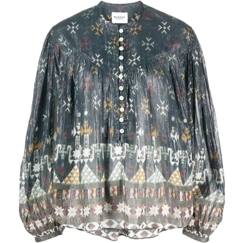 Graphic-print button-up blouse , female, Sizes: M - Isabel Marant Étoile - Modalova