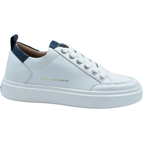 Weiß Blaue Leder Flache Schuhe , Herren, Größe: 40 EU - Alexander Smith - Modalova