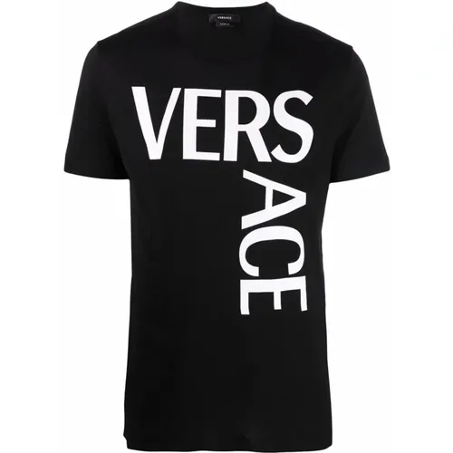 Cotton T-Shirt with Logo Print , male, Sizes: S - Versace - Modalova