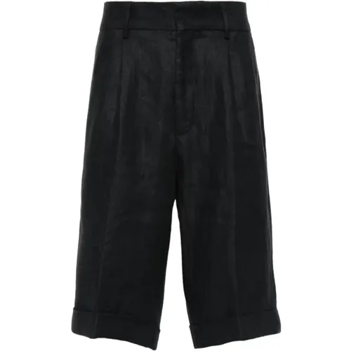 Midnight Linen Shorts with Crease , male, Sizes: L, 3XL, M - PESERICO - Modalova
