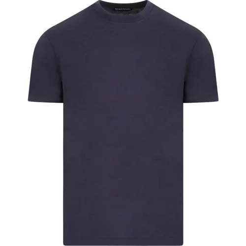 Blaues T-Shirt Crew Neck Regular Fit - Tom Ford - Modalova