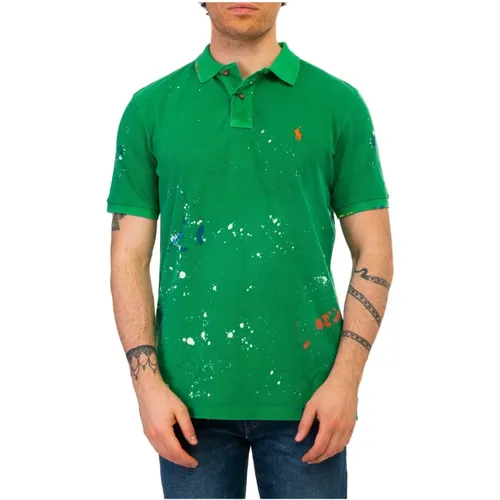 Klassisches Poloshirt mit einzigartigem Multicolor-Sprüh-Effekt , Herren, Größe: S - Polo Ralph Lauren - Modalova