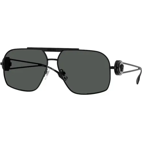 Dunkelgraue Rahmen Sonnenbrille,Stilvolle schwarze Sonnenbrille mit dunkelgrauen Gläsern - Versace - Modalova