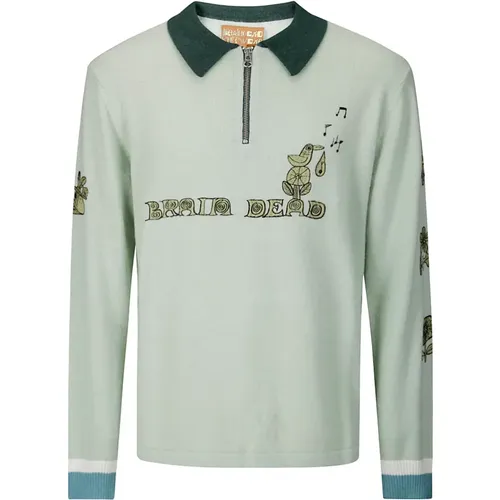 Half Zip Sweater in Shirt Style , male, Sizes: XL, L - Brain Dead - Modalova