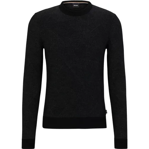 Regular Fit Sweater with Monogram Jacquard , male, Sizes: M - Hugo Boss - Modalova