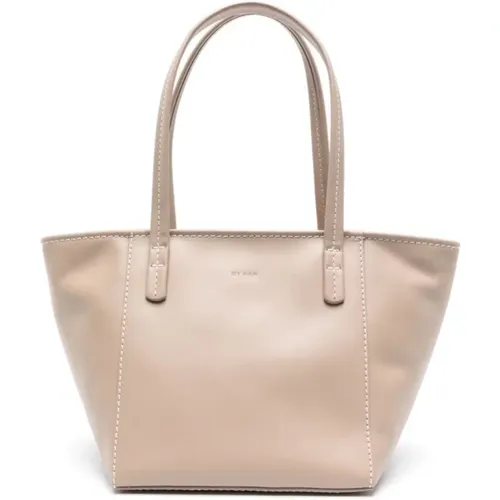 Casual Taupe Leder Tote Tasche , Damen, Größe: ONE Size - By FAR - Modalova