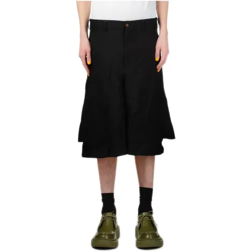 Schwarze Asymmetrische Twill-Shorts - Comme des Garçons - Modalova