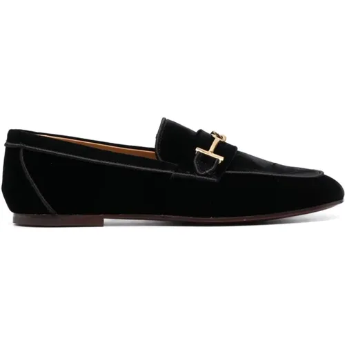 Velvet Loafers Flat Shoes , female, Sizes: 3 1/2 UK, 2 UK, 3 UK, 2 1/2 UK, 4 UK - TOD'S - Modalova