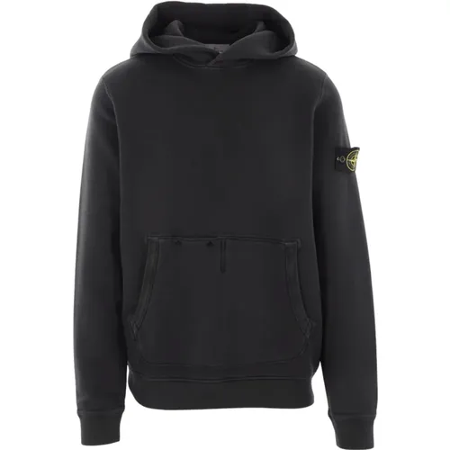 Schwarzer Kapuzenpullover aus Baumwolljersey , Herren, Größe: M - Stone Island - Modalova