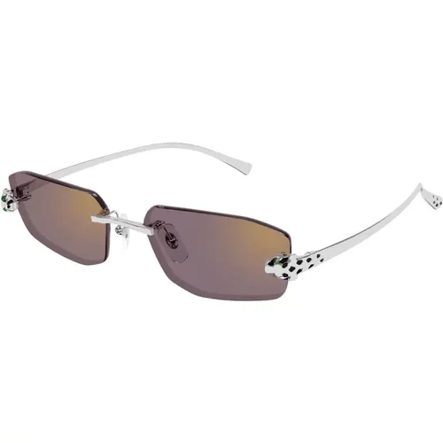 Stylish Sunglasses with Purple Lenses , unisex, Sizes: 56 MM - Cartier - Modalova