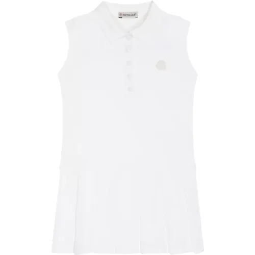 Weiße ärmellose Polo-Kleid mit Logo - Moncler - Modalova