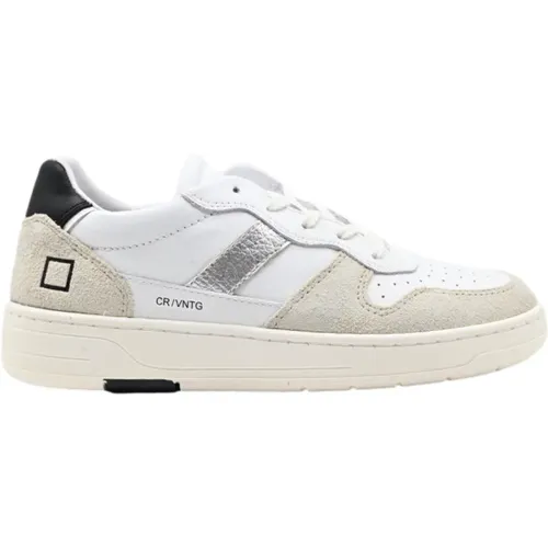 Vintage Court Sneakers White Black , female, Sizes: 5 UK, 7 UK, 3 UK, 6 UK, 4 UK - D.a.t.e. - Modalova