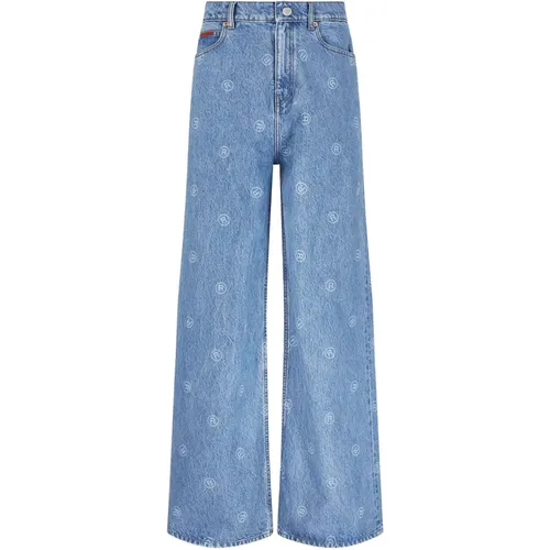 Blaue Wide Leg Jeans mit All-Over Print , Herren, Größe: M - Martine Rose - Modalova