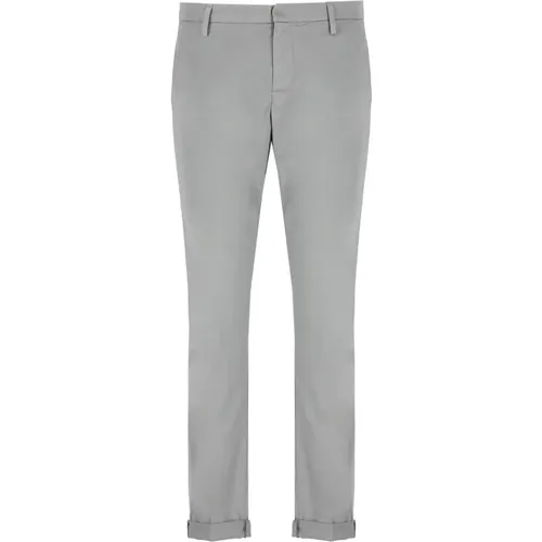 Grey Cotton Trousers with Button and Zip , male, Sizes: W36, W31 - Dondup - Modalova