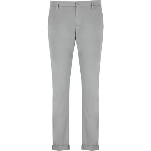 Grey Cotton Trousers with Button and Zip , male, Sizes: W36, W32, W34, W31 - Dondup - Modalova