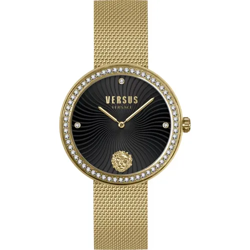 Elegante schwarze und goldene Mesh-Uhr - Versus Versace - Modalova