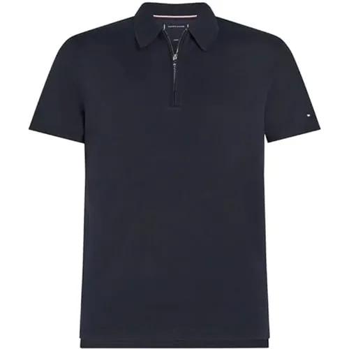 Slim Zip Polo Interlock Style , Herren, Größe: S - Tommy Hilfiger - Modalova