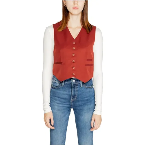 Rotes ärmelloses Knopf-Gilet Herbst/Winter , Damen, Größe: L - Vero Moda - Modalova