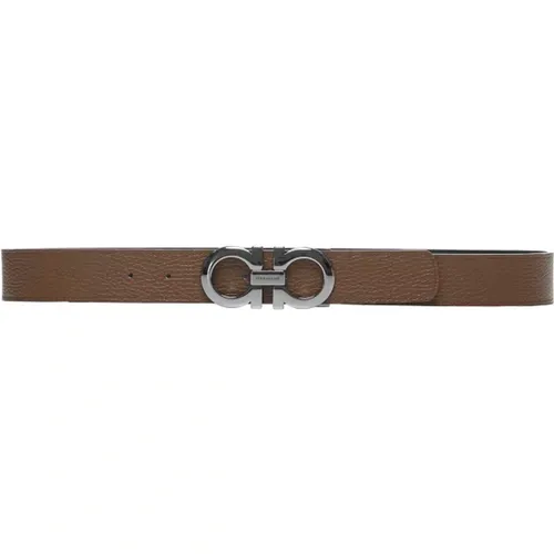 Reversible Leather Belt with Gancini Buckle , male, Sizes: 110 CM, 90 CM, 115 CM, 95 CM, 105 CM, 100 CM - Salvatore Ferragamo - Modalova