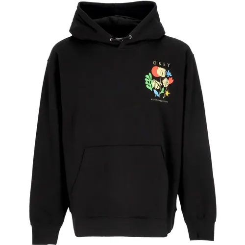 Blumenmuster Kapuzenpullover Leichter Sweatshirt , Herren, Größe: L - Obey - Modalova