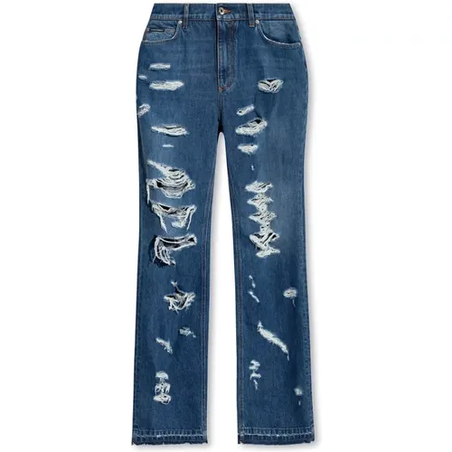 Boyfriend-Jeans , Damen, Größe: 2XS - Dolce & Gabbana - Modalova