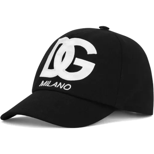 Kinder Schwarze Baseballkappe mit DG Logo , Herren, Größe: M - Dolce & Gabbana - Modalova