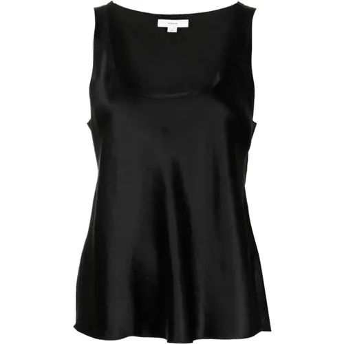 Schwarzes Casual Tank Top mit Rohem Saum - Vince - Modalova