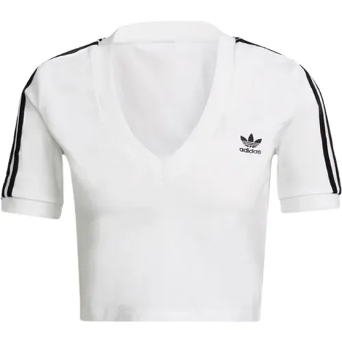 Damen V-Ausschnitt T-Shirt , Damen, Größe: L - Adidas - Modalova