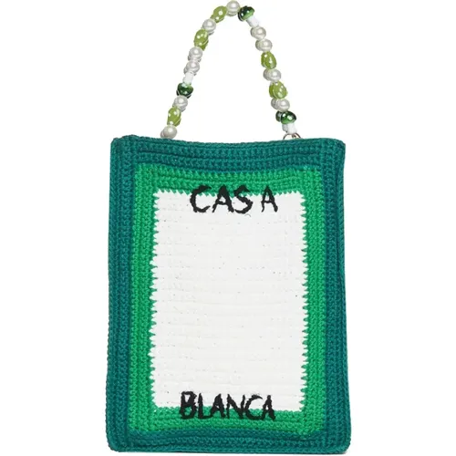 Elegant Cotton Crochet Tote Bag , female, Sizes: ONE SIZE - Casablanca - Modalova