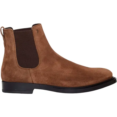 Leather Suede Ankle Boot with Elastic - Made in Italy , male, Sizes: 9 UK, 6 UK, 8 UK, 8 1/2 UK, 6 1/2 UK - TOD'S - Modalova