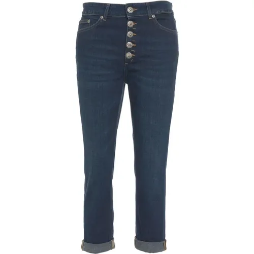 Aufgerollte Cropped Jeans mit Logo-Tag , Damen, Größe: W26 - Dondup - Modalova