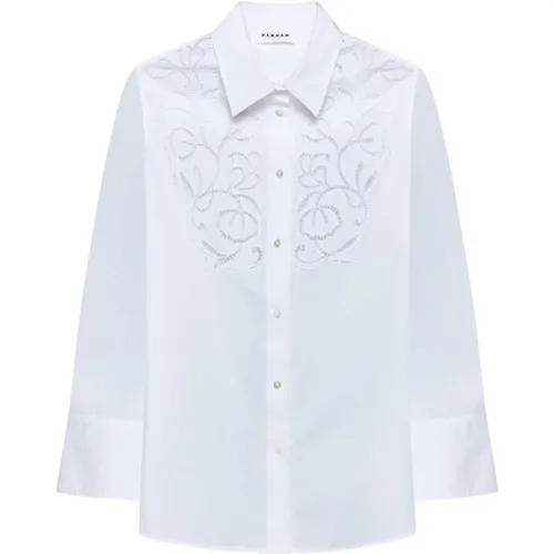 Cotton Poplin Broderie Anglaise Shirt , female, Sizes: L, M, S - P.a.r.o.s.h. - Modalova