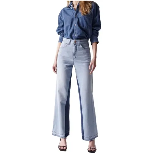 Secret Glamour Push in Wide Leg Jeans , female, Sizes: W31 L32, W30 L32, W27 L32, W26 L32, W29 L32, W28 L32, W25 L32 - Salsa - Modalova