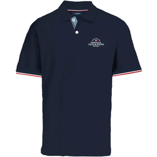 Jack Jones Shirt Piqué-Poloshirt Bluwave Polo SS mit Rippbündchen und Logo-Stitching , Herren, Größe: S - jack & jones - Modalova