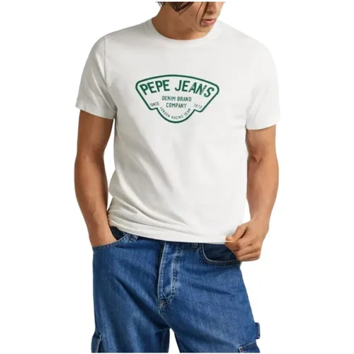 Cherry T-Shirt Kurzarm Weiß , Herren, Größe: L - Pepe Jeans - Modalova