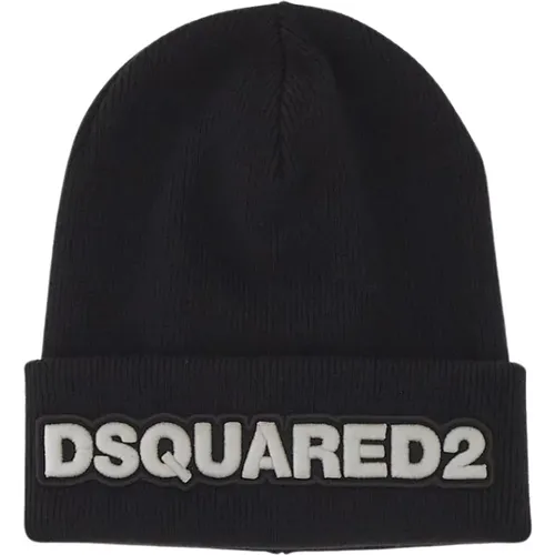 Schwarze Woll-Logo-Mütze Dsquared2 - Dsquared2 - Modalova