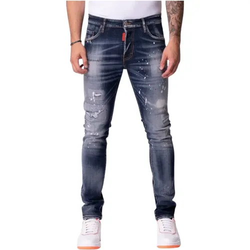 Bestickte Rote Jeans Blau , Herren, Größe: W36 - My Brand - Modalova