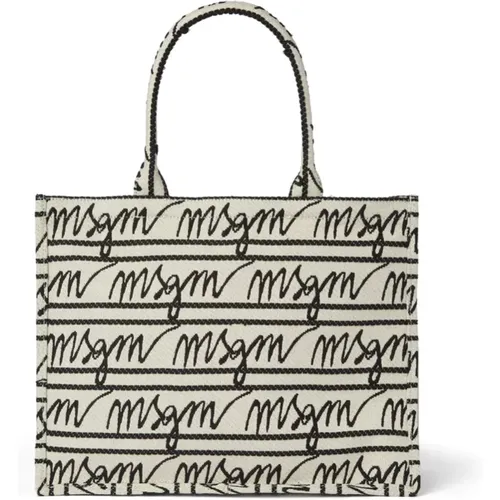 Jacquard Tote Bag , female, Sizes: ONE SIZE - Msgm - Modalova