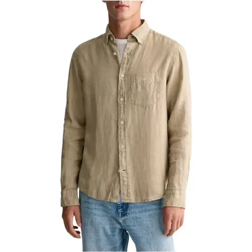 Dyed Linen Shirt , male, Sizes: 3XL, 2XL, S, L, M, XL - Gant - Modalova