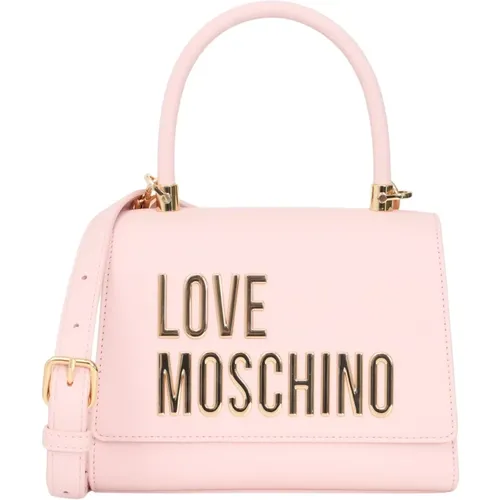 Rosa Handtasche mit metallischem Logo - Love Moschino - Modalova