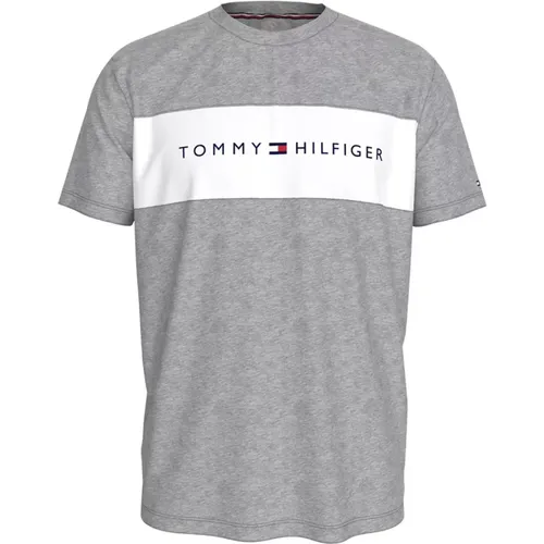 Kurzarm Baumwoll T-Shirt - Bedrucktes Logo - Tommy Hilfiger - Modalova