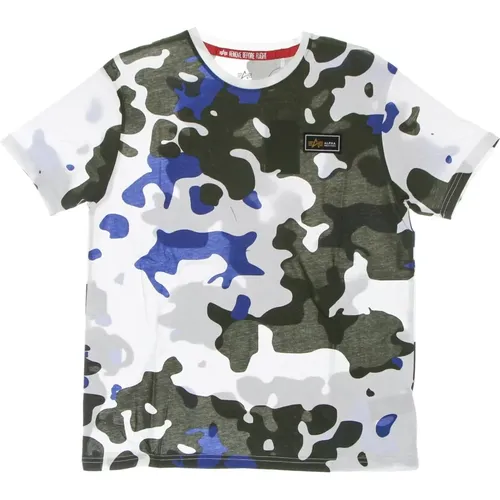 Camo Print Weißes T-Shirt , Herren, Größe: S - alpha industries - Modalova